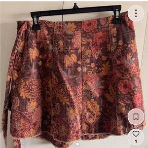 Anthropologie Pilcro Maroon  Denim Wrap Skirt
